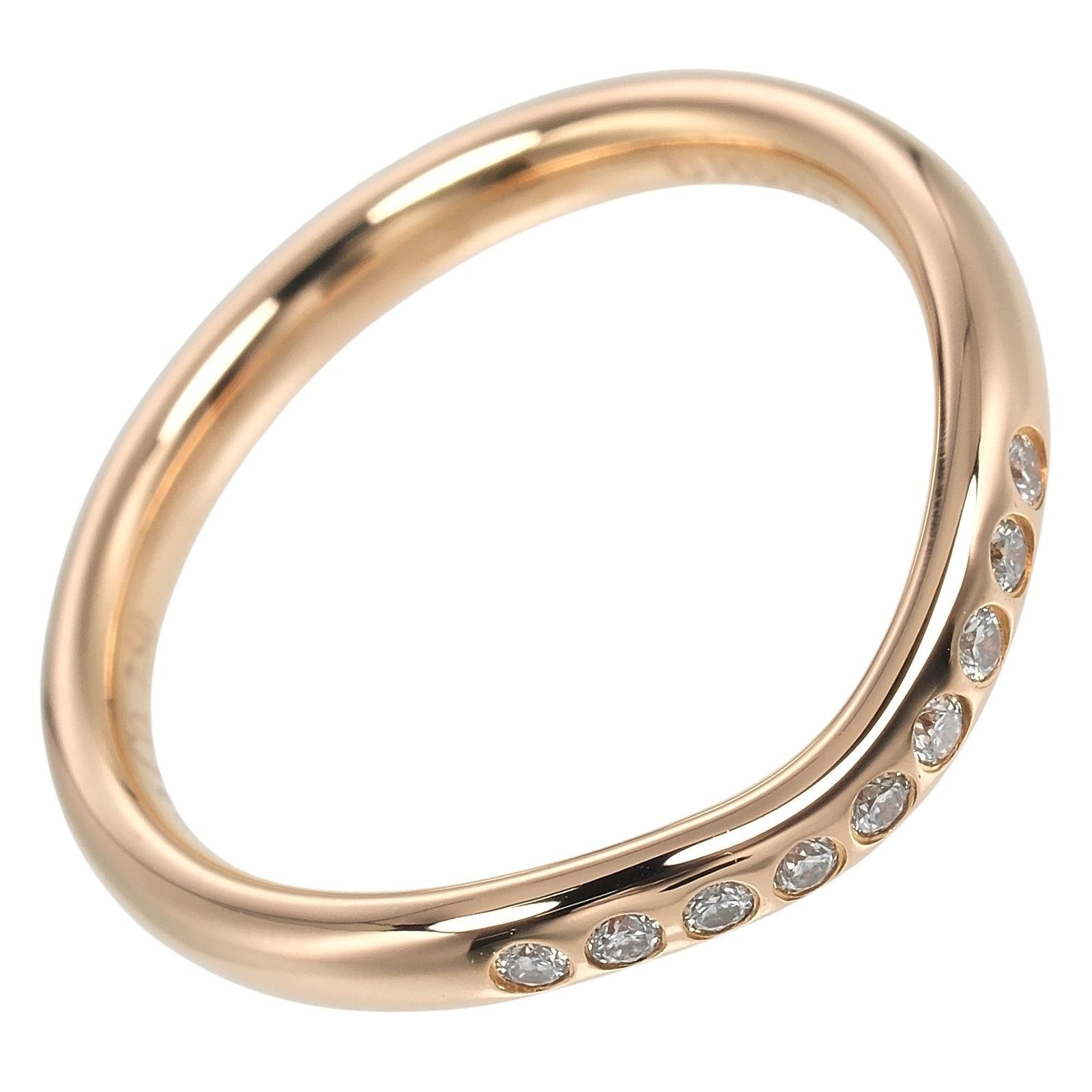 TIFFANY Co ティファニー カーブドバンド K 18ピンクゴールド 9 Pダイヤモンド 5号 レディース 2 g リング 指輪