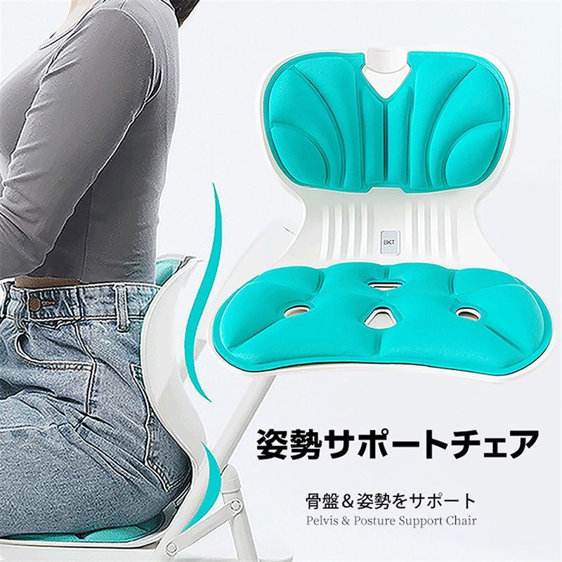 姿勢矯正 椅子 最新昇級 腰痛 骨盤サポートチェア 骨盤から腰をサポート 高反発メモリー綿 腰当て クッション 軽量 持ち運び簡単 椅子や床に置いて座るだけ 猫背改善 腰が痛くならない
