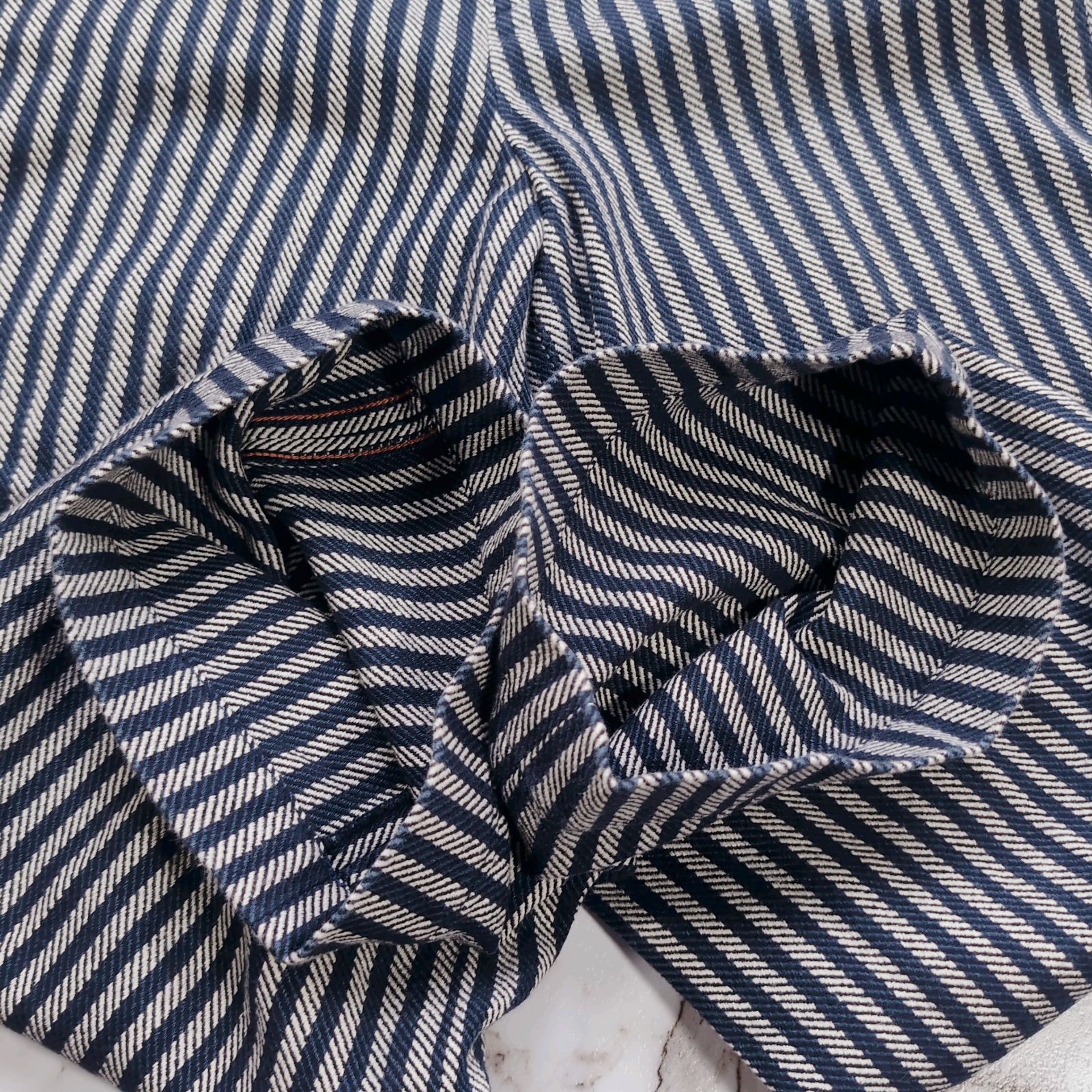 45r カルゼヒッコリーパンツ 藍染 インディゴ ワイド 3(L) 綿100