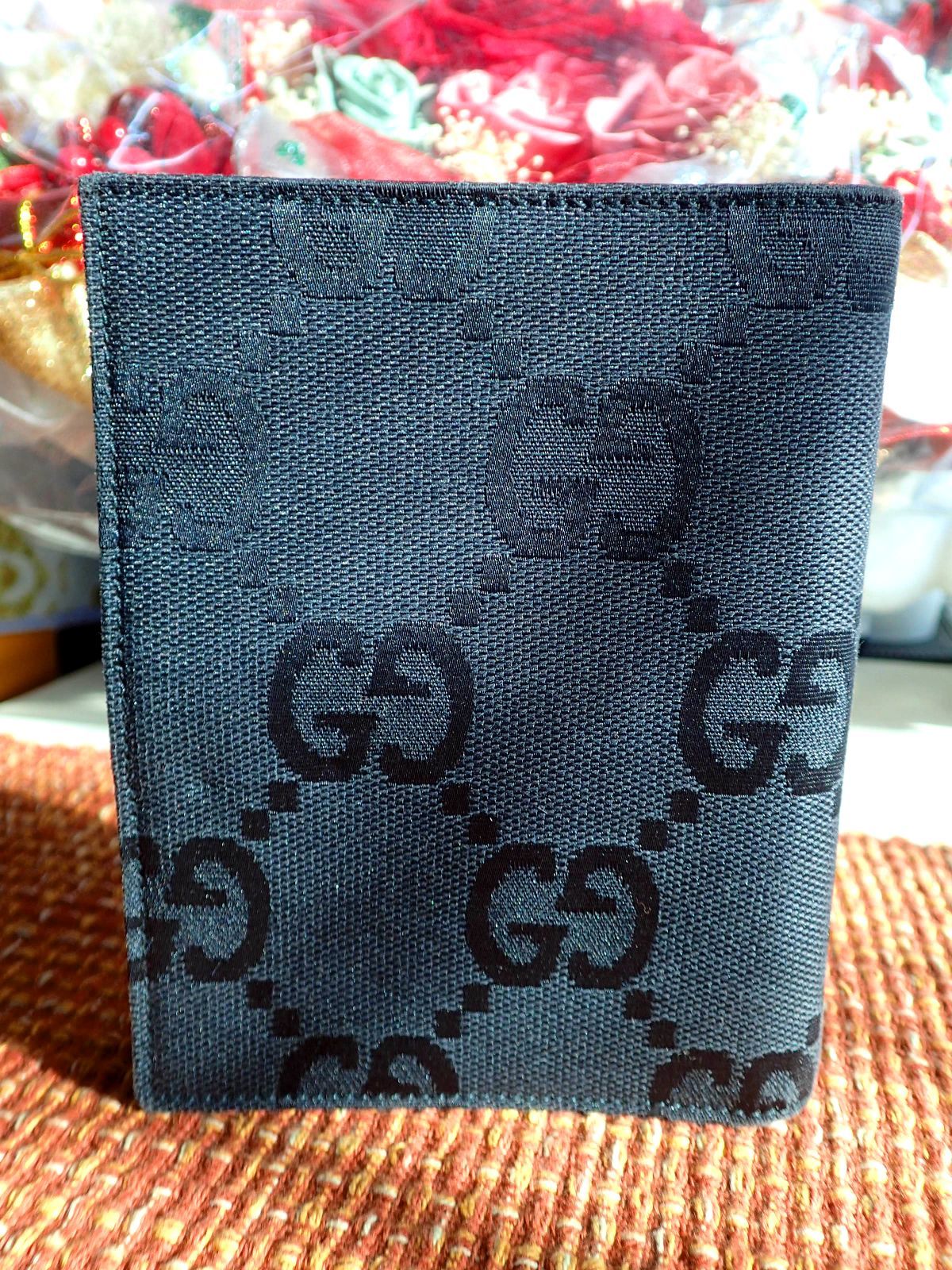 GUCCI グッチ手帳カバー GGキャンバス システム手帳カバー 6連リング 黒 ブラック