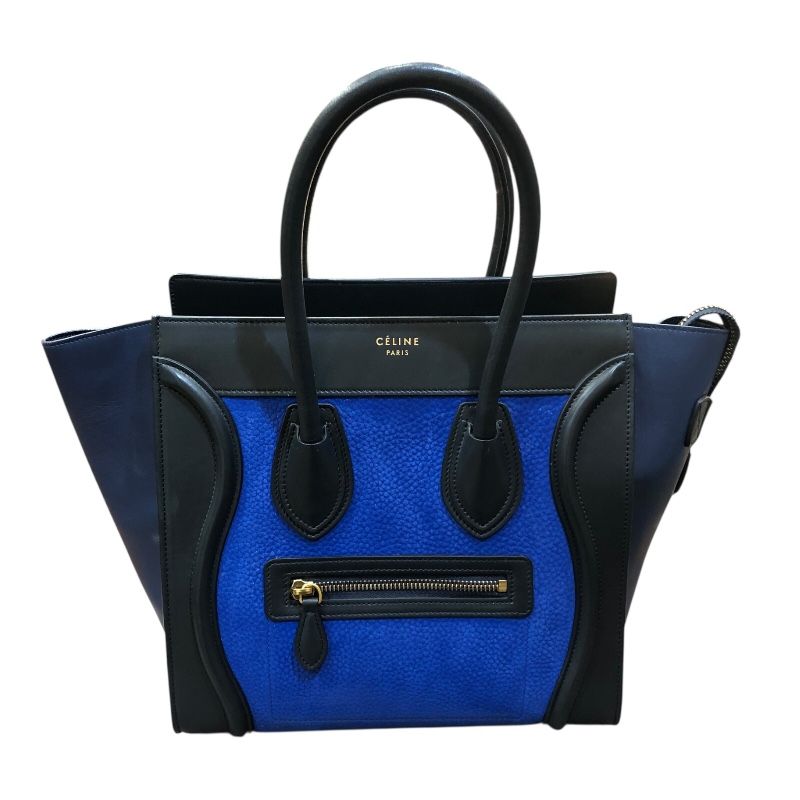 セリーヌ CELINE ラゲージマイクロショッパー 167793 ブルー レザー メンズ ハンドバッグ