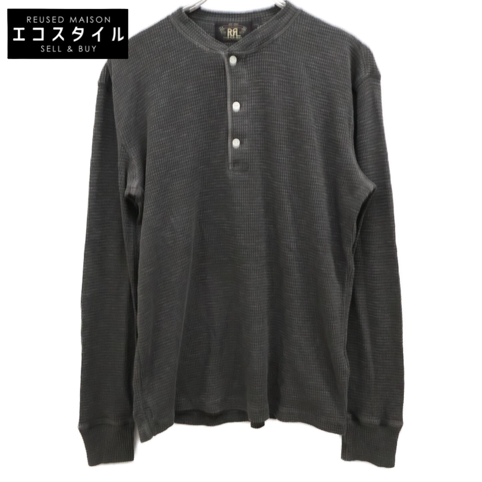 RRL ヘンリーネック　サーマルTシャツ RRL 美品 RRL Double RL ヘンリーネック サーマル Tシャツ ブラック