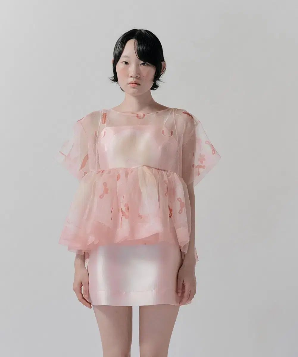 ミンジュ MINJU キム オーガンザ プリンティング トップス