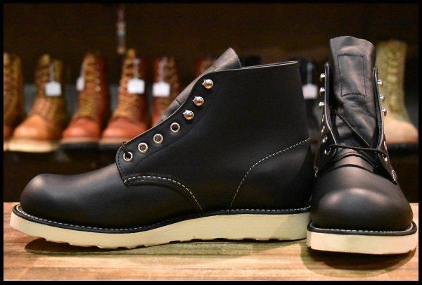 8D 16年 レッドウィング 8165 アイリッシュセッター 黒 ブラッククローム プレーントゥ 編み上げ ブーツ redwing HOPESMORE FJ494