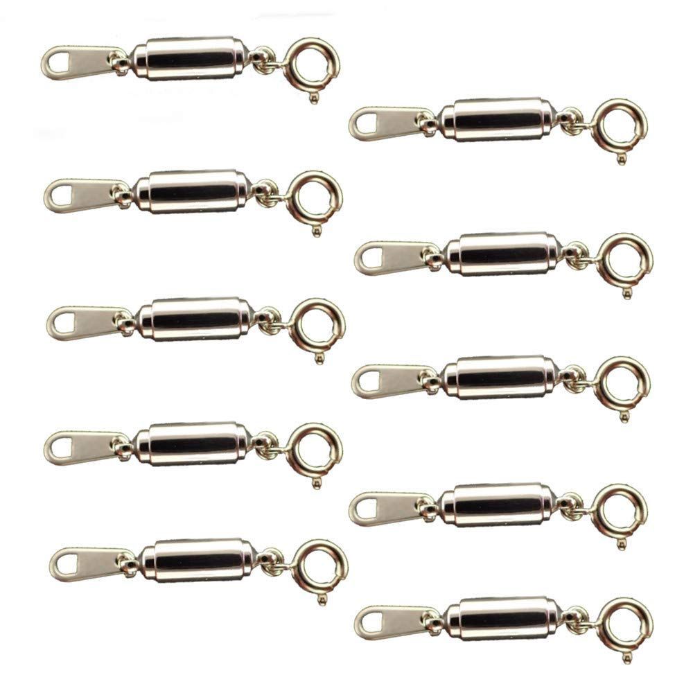 数量 シルバー ゴールド 簡単装着 10個入り 筒型 ヒキワ プレート付 真鍮製 シルバー 脱着式 マグネットクラスプ