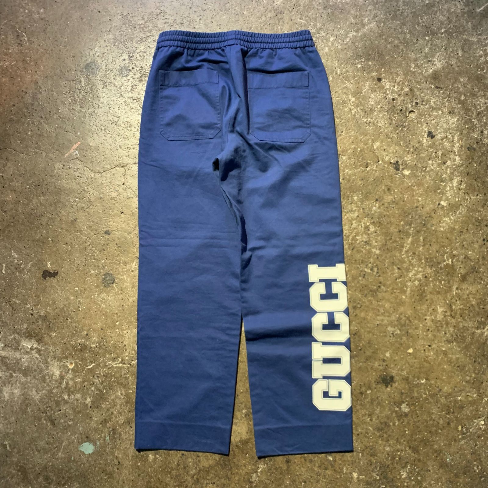 GUCCI Logo-Print Drawstring Track Pants ブルー 48 グッチ ロゴ