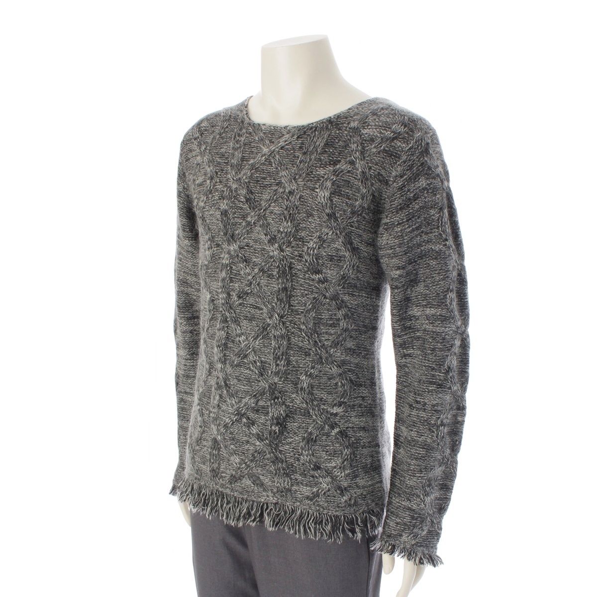 90s GAULTIER HOMME objet グレー ニット Jean Paul GAULTIER HOMME object Fur Switching Knit Jacket Grey