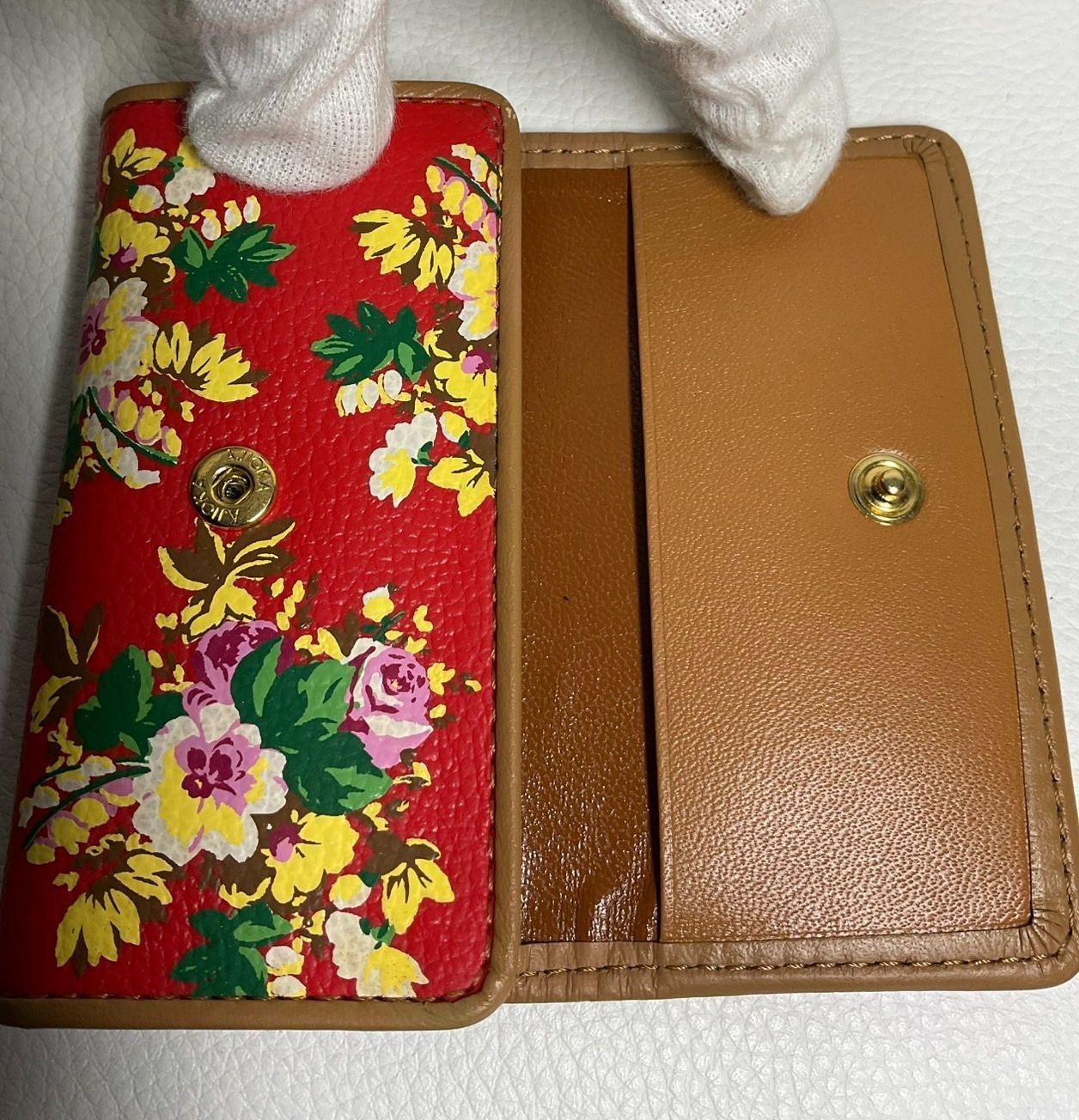 KENZO ケンゾー キーケース 4連 花柄 レッド レザー