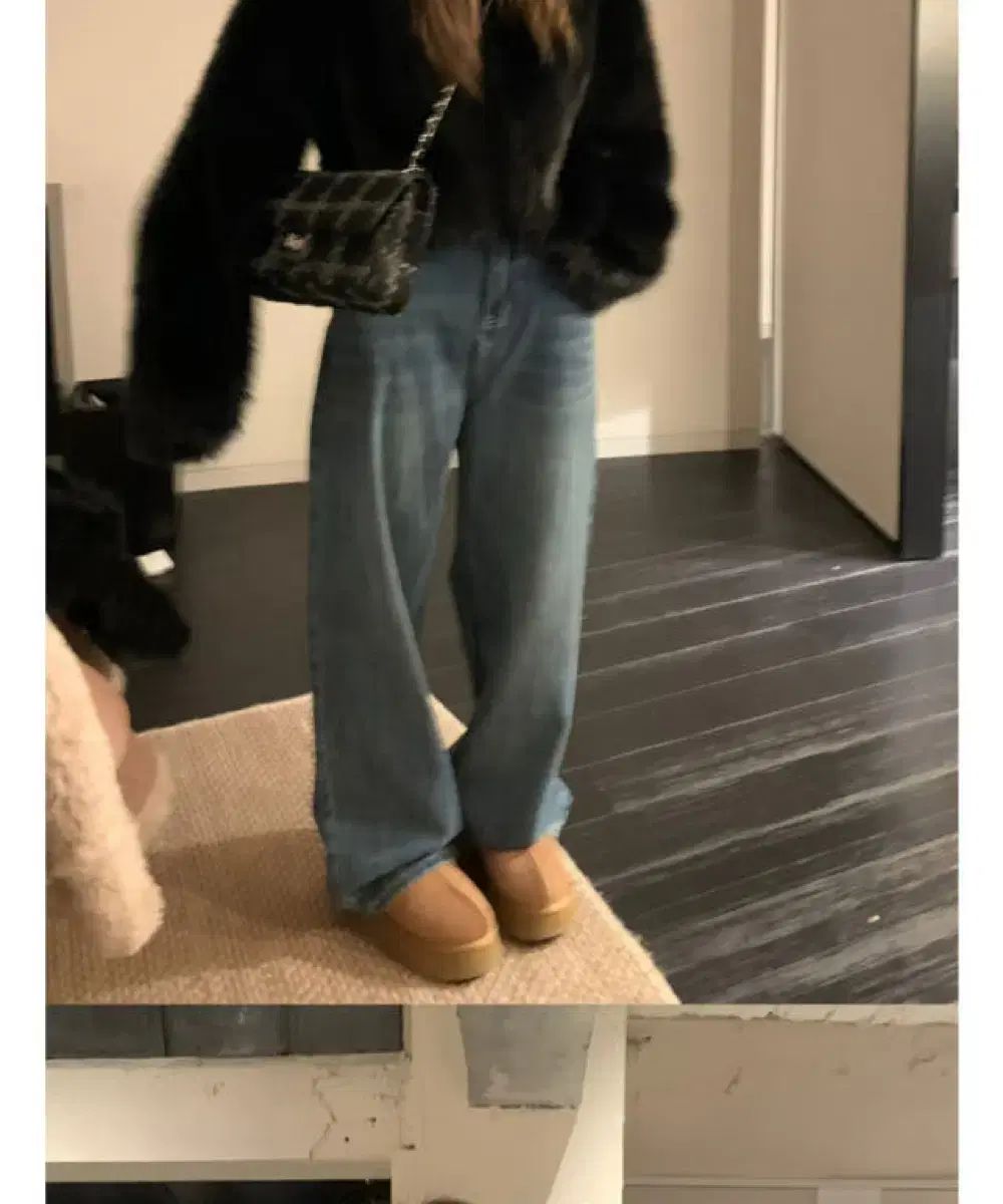 ドゥヌーヴ ブラック エコファー ショート ジャケット