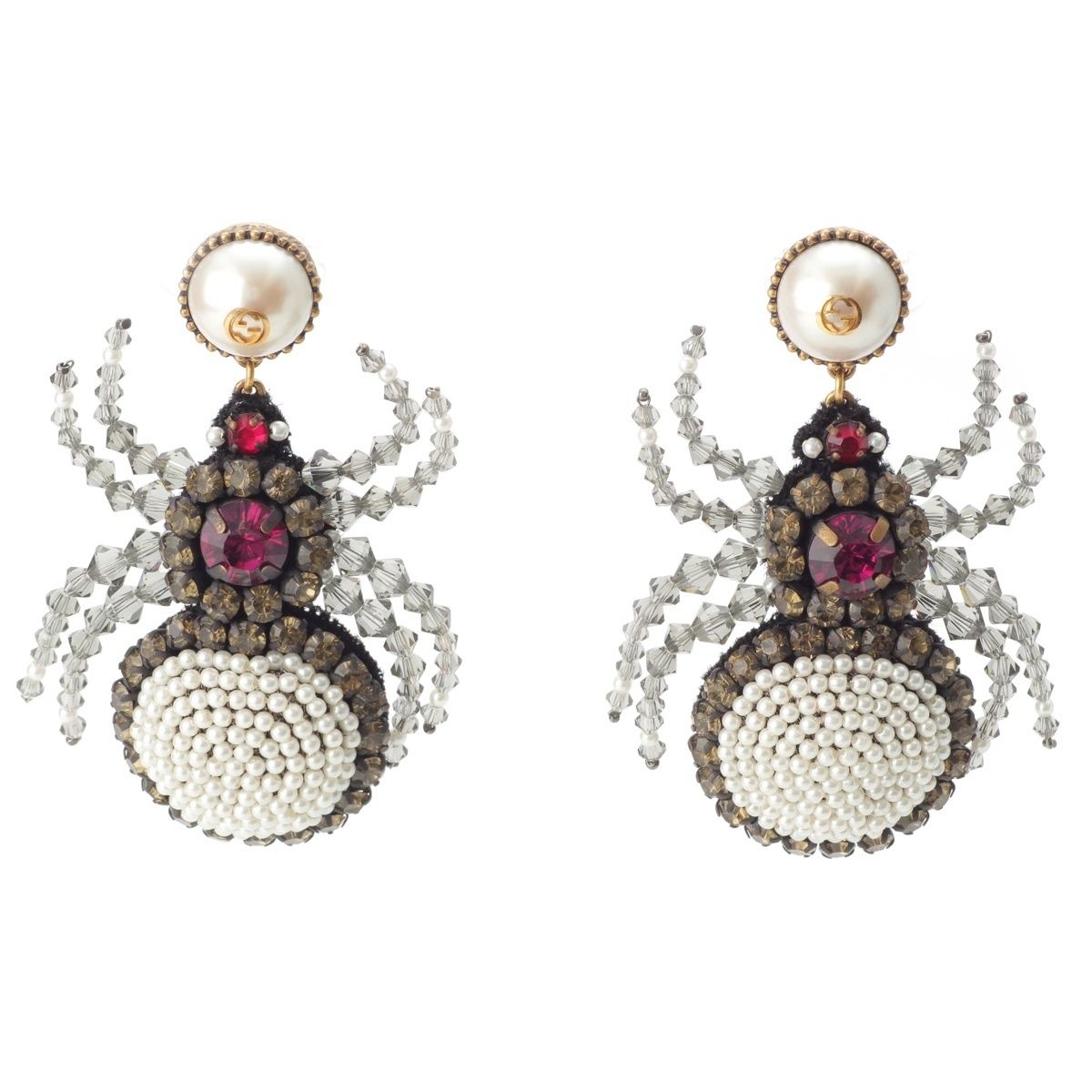 グッチ ビーズ GGマーモント スパイダー クモ パール カラーストーン