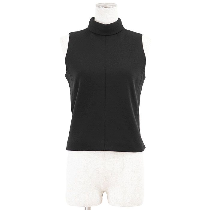 CELINE セリーヌ ノースリーブトップス ハイネック タートルネック ウール トリオンフ ライニング サイドジップ 属 レディース サイズ S ブラック 黒 イタリア製 2X37O759Y
