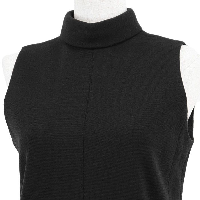 CELINE セリーヌ ノースリーブトップス ハイネック タートルネック ウール トリオンフ ライニング サイドジップ 属 レディース サイズ S ブラック 黒 イタリア製 2X37O759Y