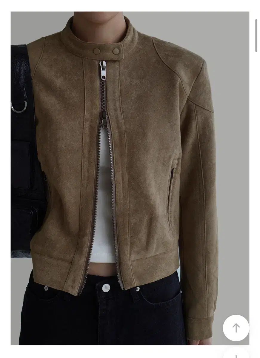 Laroom バイクスウェード ジャケット ブラック ベージュ