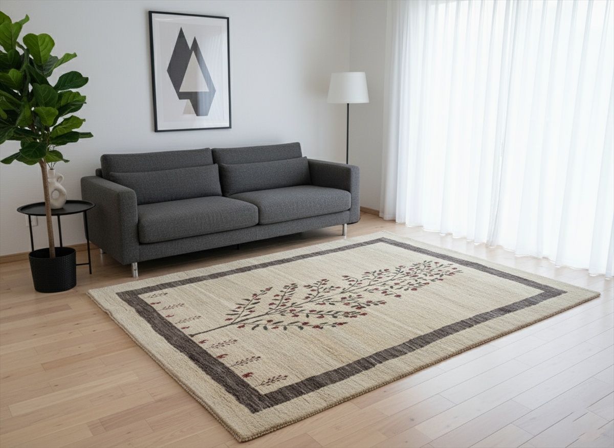 ペルシャ ギャッベ リビング敷き ダイニング敷き ラグ 250 x 205 cm 生命の木 ヤギ 羊 RJ 15535