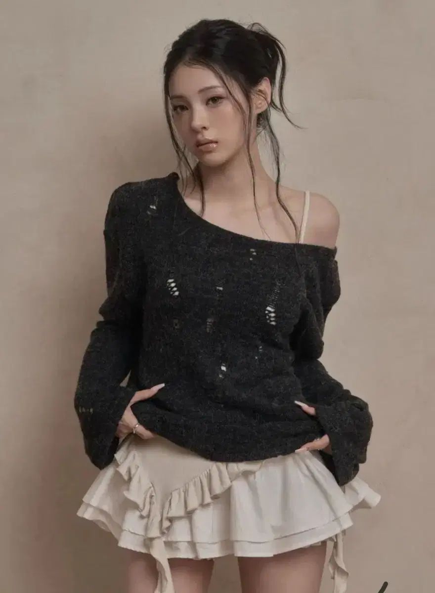 全商品業界最安値に挑戦！ コーディネートセット カーキポイント 3ピース コーディネートセット ニット スカート レイヤードノースリーブ 暖かい