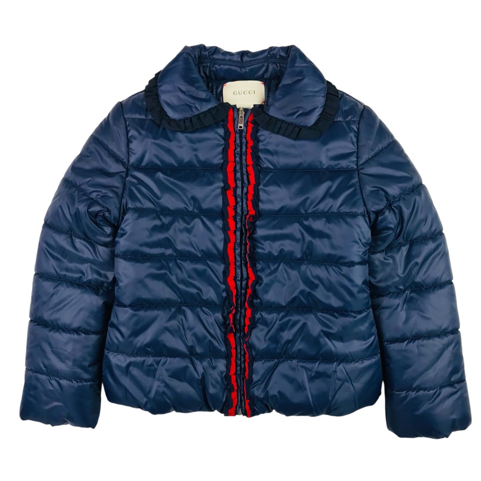GUCCI グッチ キッズ シェリーラインフリル付き ナイロン フルジップ 中綿入りジャケット 6 116㎝ イタリア製 キッズ中綿ジャケット チルドレン アウター 冬物 子供服 カジュアル ブランド