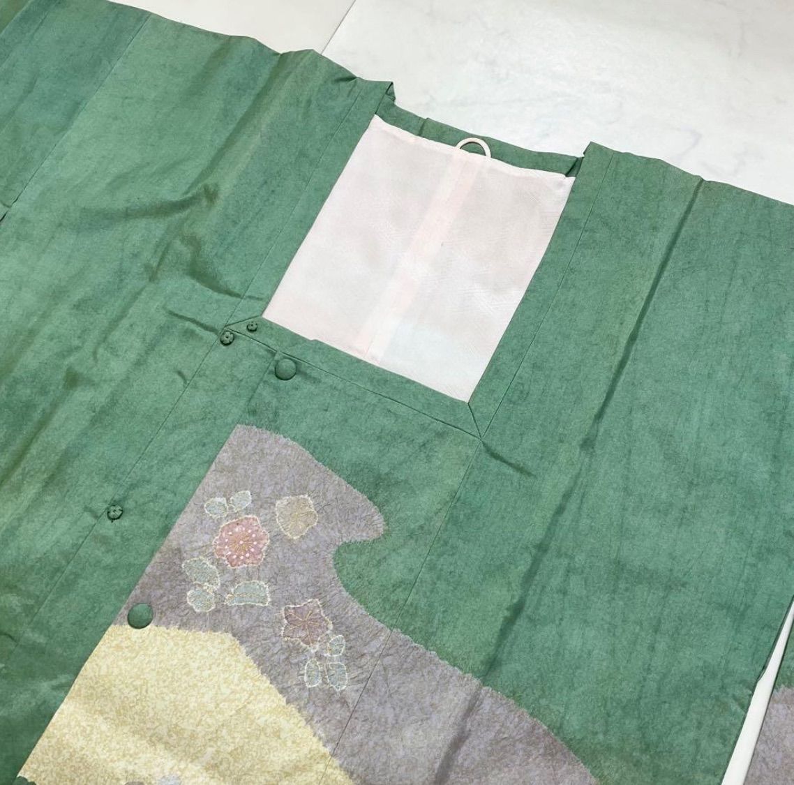 同然 大島紬に友禅と絞りの素敵なロング道行コート