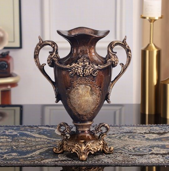 フラワーベース 花瓶 花器 アンティーク クラシック ヨーロピアン 装飾 レジン シェル おしゃれ ヴィンテージ エレガント 感 ア 置物 モダンレトロ アート リビング ダイニング ゴールド アンティークゴールド