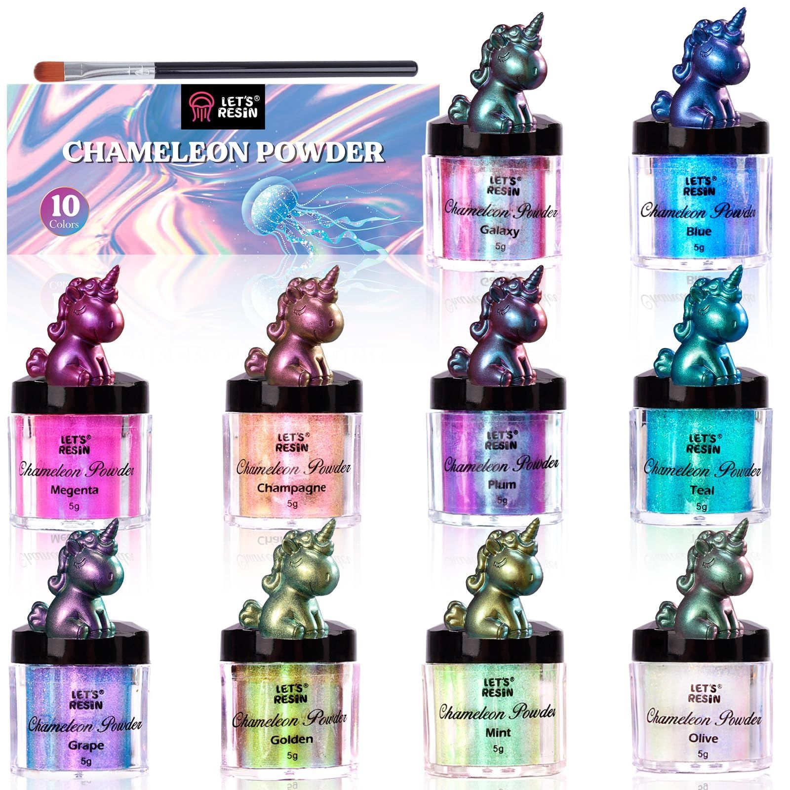 LET S RESIN Chameleon Mica Powder 10 5g Color Shift Mica Powder for Epoxy Resin Tumbler Saturated Color Shifting Chrome Pigment