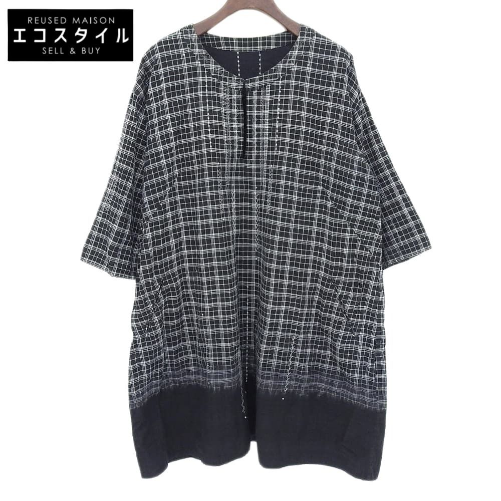 Haat ハート 五分袖 刺繍チュニックブラウス トップス レディース ブラック×ホワイト 3 HA04FT661 36