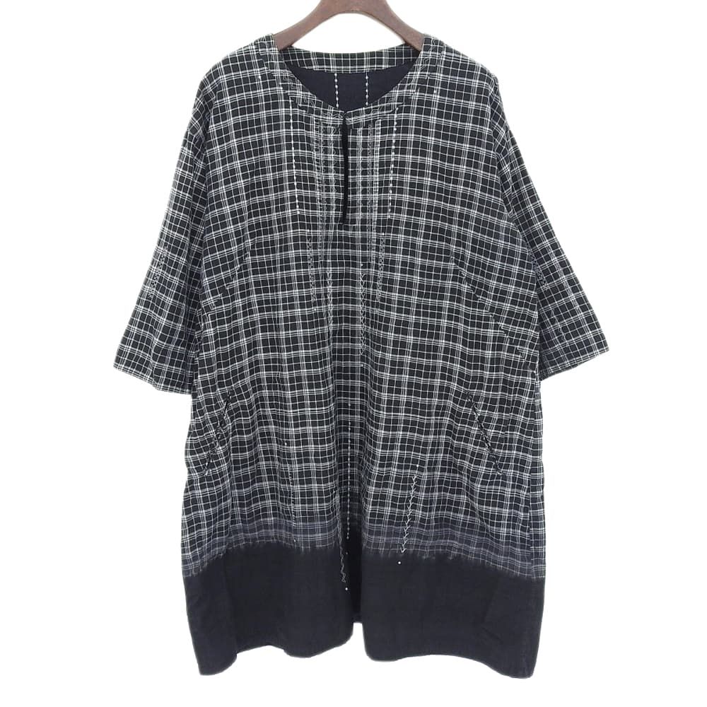 Haat ハート 五分袖 刺繍チュニックブラウス トップス レディース ブラック×ホワイト 3 HA04FT661 36