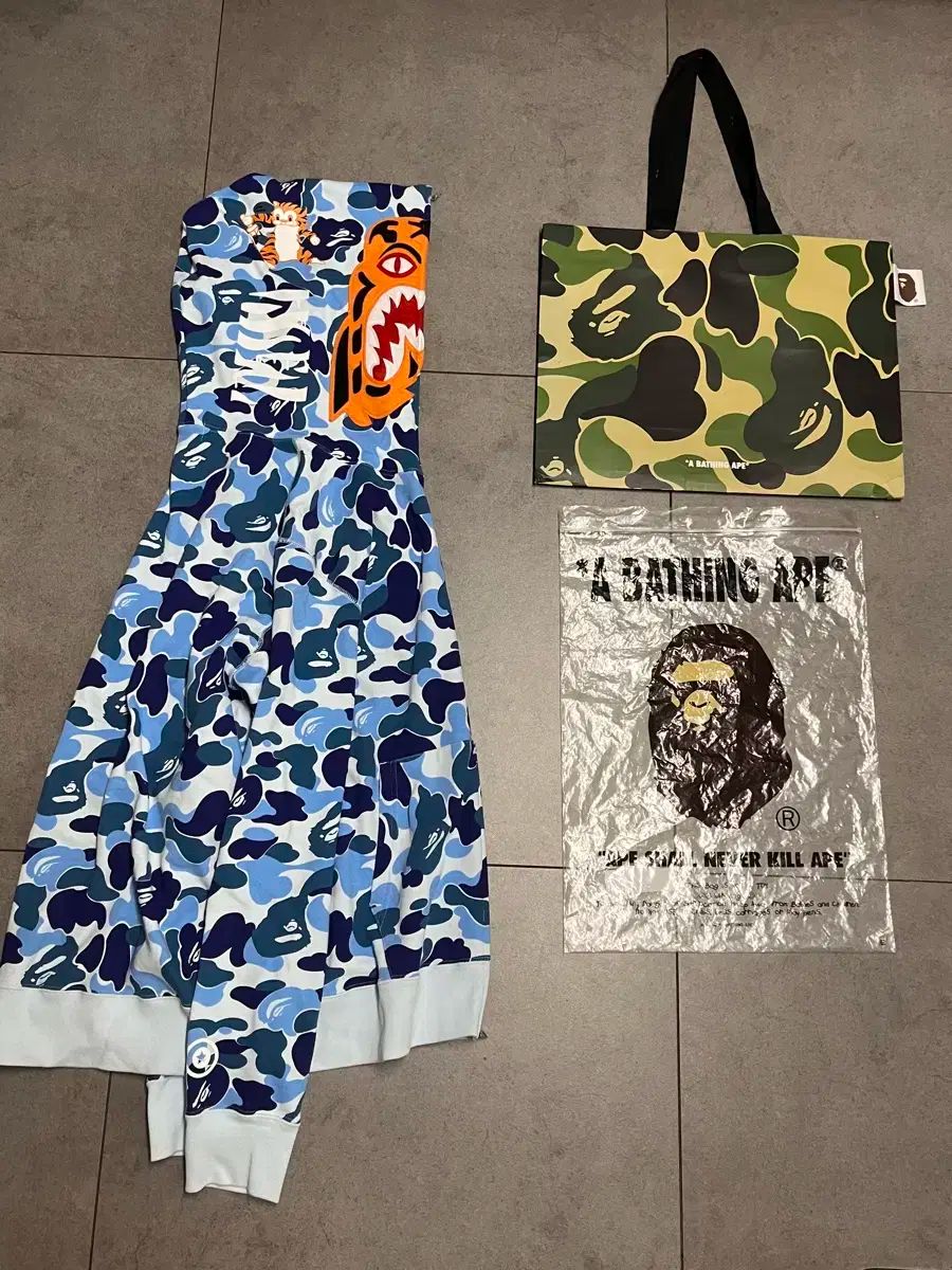 級 A BATHING APE abc カモ デニム タイガー フーディー ジップアップ