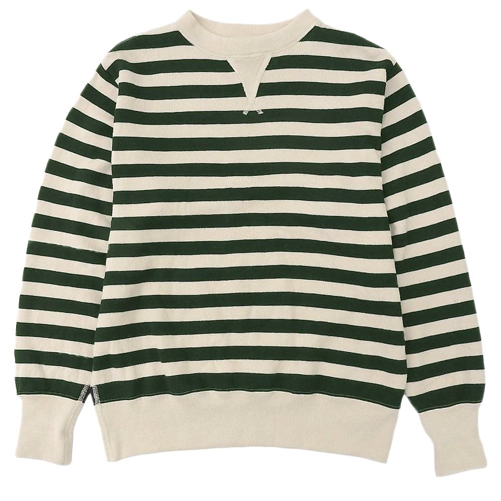 45R フォーティファイブ アール スムースニットの908ボーダーヨークネック トップス レディース ベージュ グリーン 80280421 ―