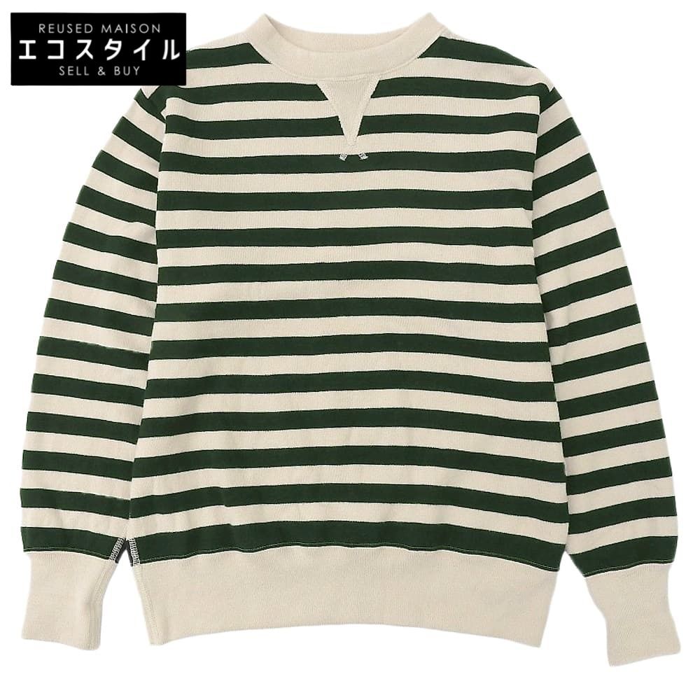 45R フォーティファイブ アール スムースニットの908ボーダーヨークネック トップス レディース ベージュ グリーン 80280421 ―