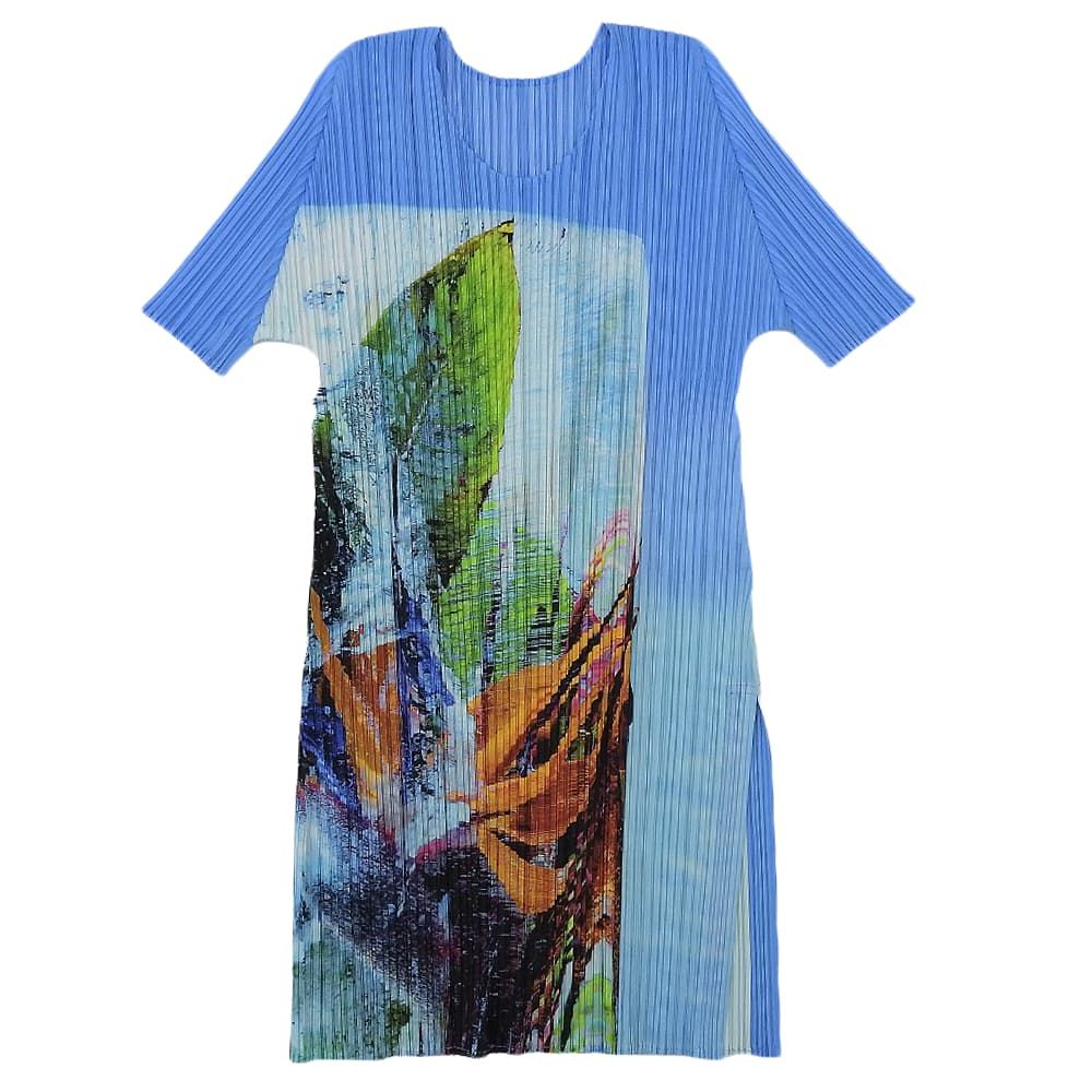 PLEATS PLEASE プリーツプリーズ ポリエステル Tropical Winter トロピカルウィンター プリーツカットソー ブルー 3 PP33JT672 23AW 36