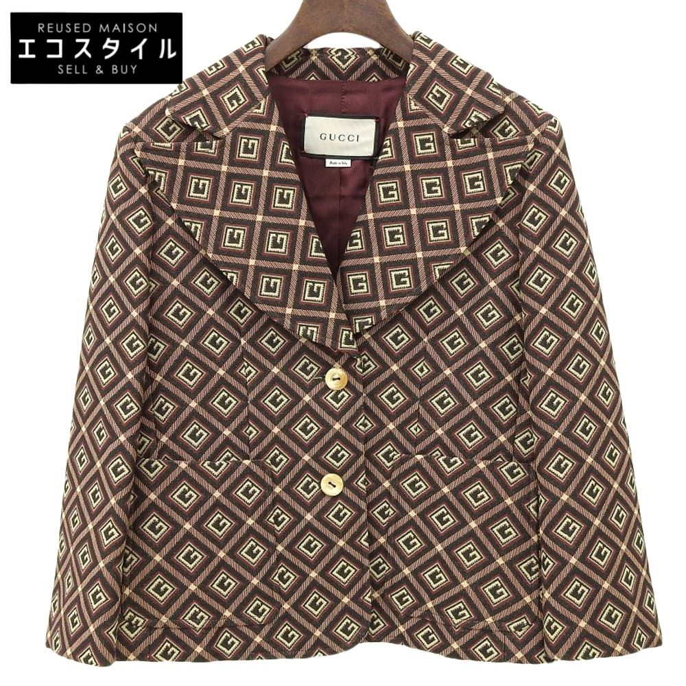 ◎美品◎GUCCI シルク GG総柄 テーラードジャケット XLサイズ ブラウン ◎美品◎GUCCI シルク GG総柄 テーラードジャケット XLサイズ ブラウン