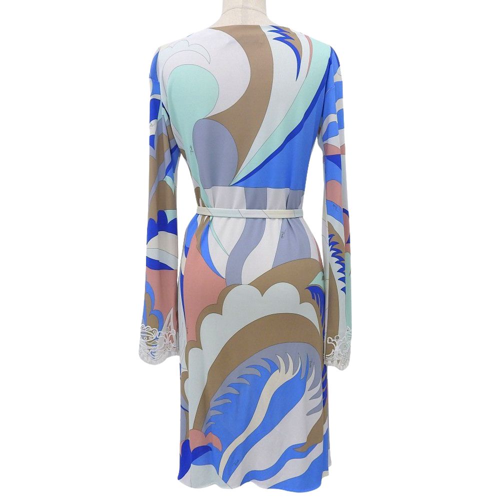 美品✨エミリオプッチ シルクジャージー ワンピース ベルト付き プッチ柄 38 Emilio Pucci エミリオプッチ プッチ柄ワンピース ワンピース