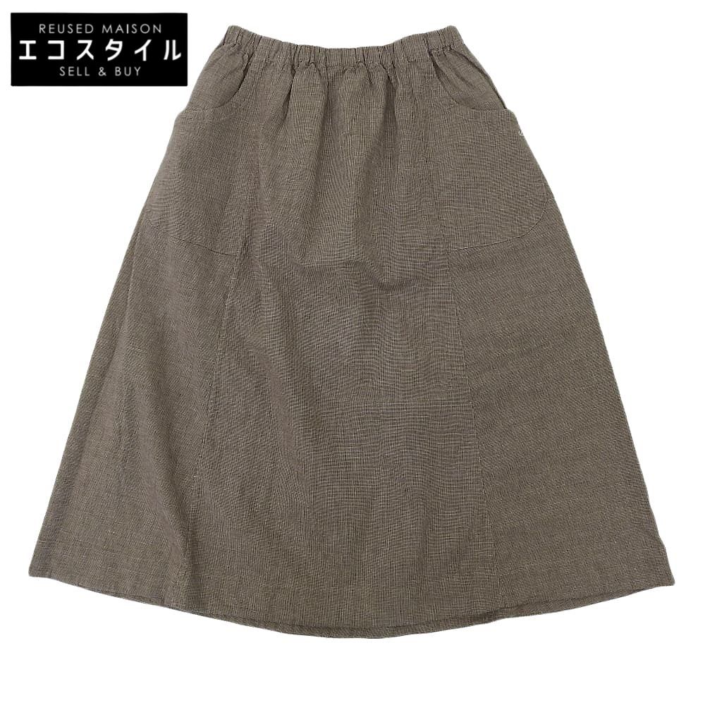 45R フォーティファイブ アール コットンリネン ハケ目のギャザースカート レディース ブラウン 0 5054026 0