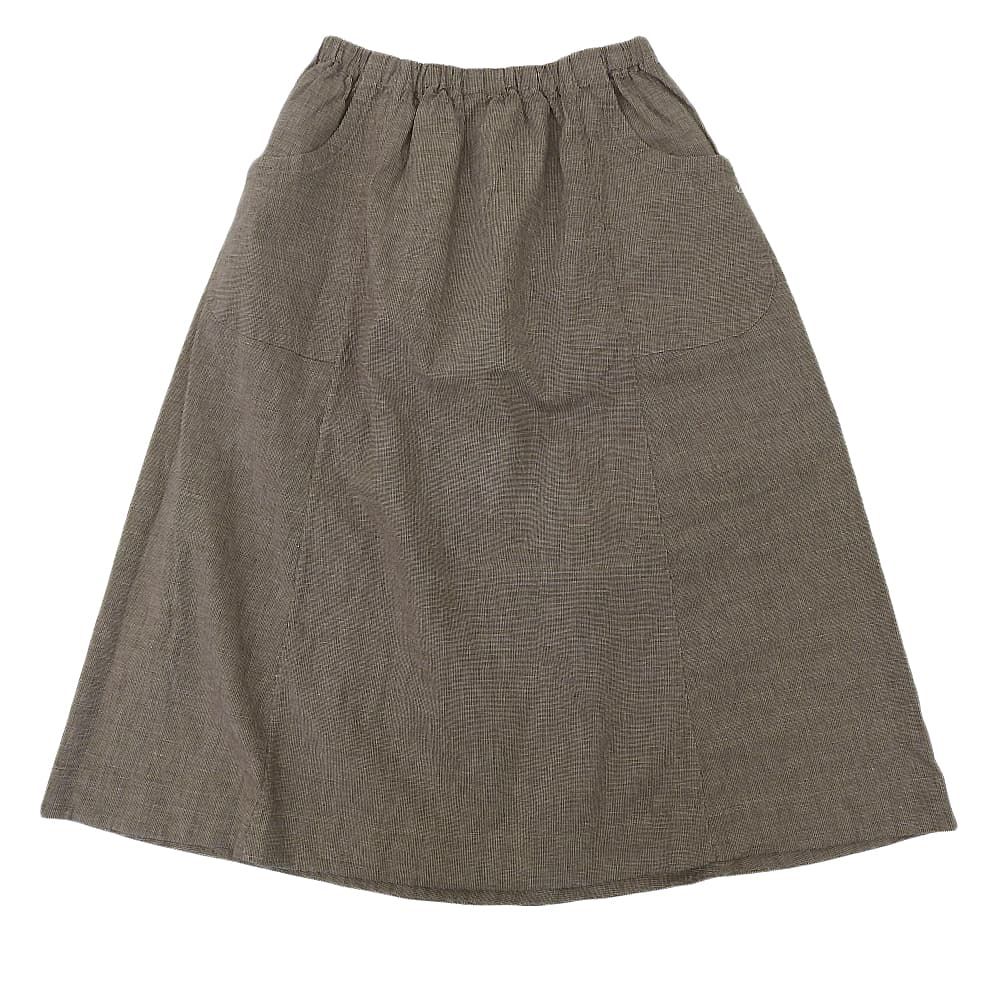 45R フォーティファイブ アール コットンリネン ハケ目のギャザースカート レディース ブラウン 0 5054026 0