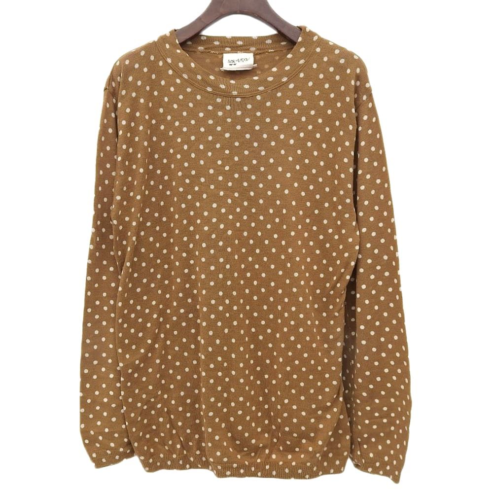 45R フォーティファイブ アール 水玉ガーゼニットソーの908ヨックネックTシャツ トップス レディース ブラウン 51280134 ―