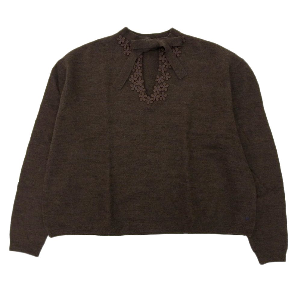 45R フォーティファイブ アール ウール フラワーモチーフボウタイニット トップス レディース ブラウン 3 5108076 3