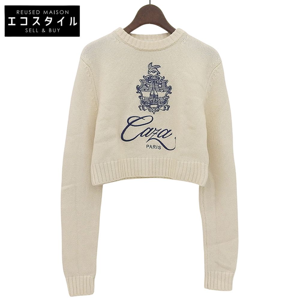 Casablanca カサブランカ エンブレム刺繍 ロングスリーブニット トップス レディース ウール ホワイト S S