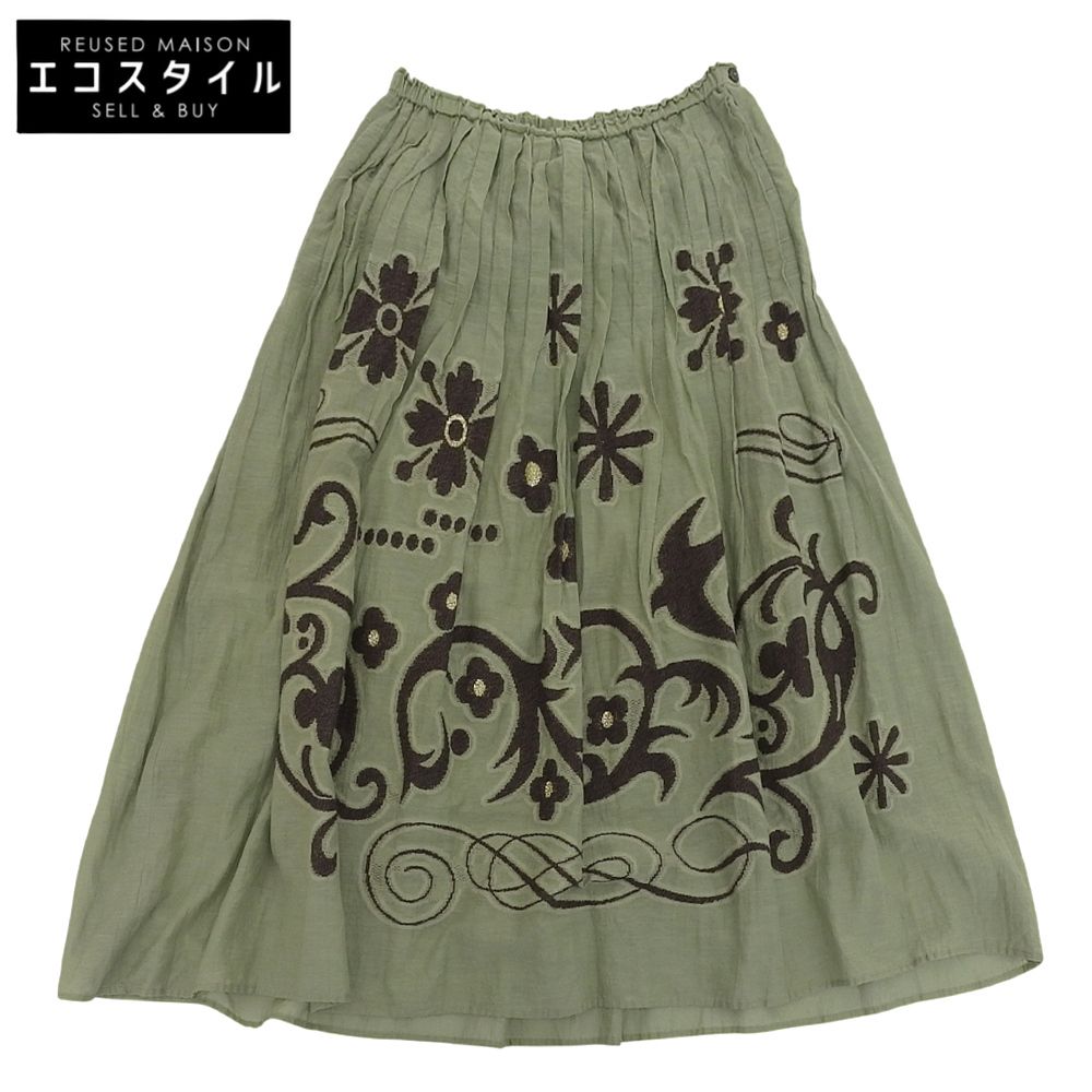 Haat ハート 花柄スカート レディース グリーン ブラック 2