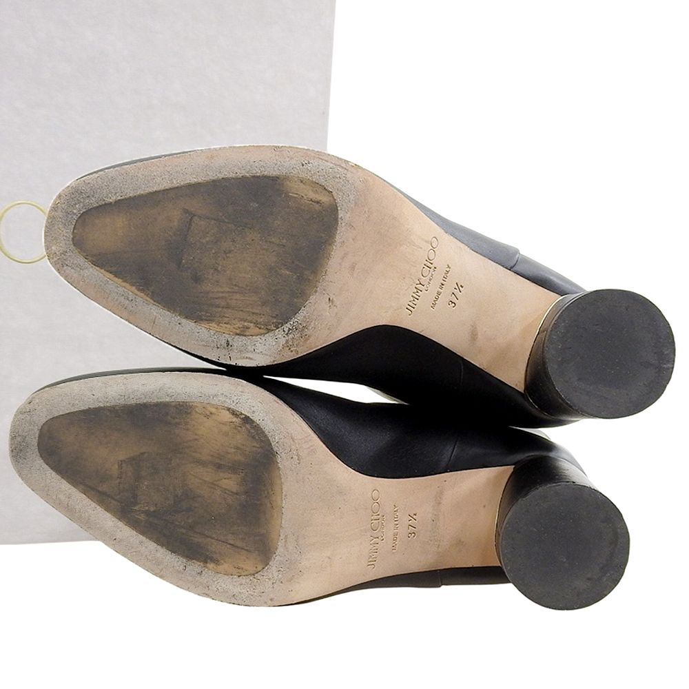  JIMMY CHOO ジミーチュウ レザー ロングブーツ シューズ レディース 黒 ブラック 37 1 2 その他 靴