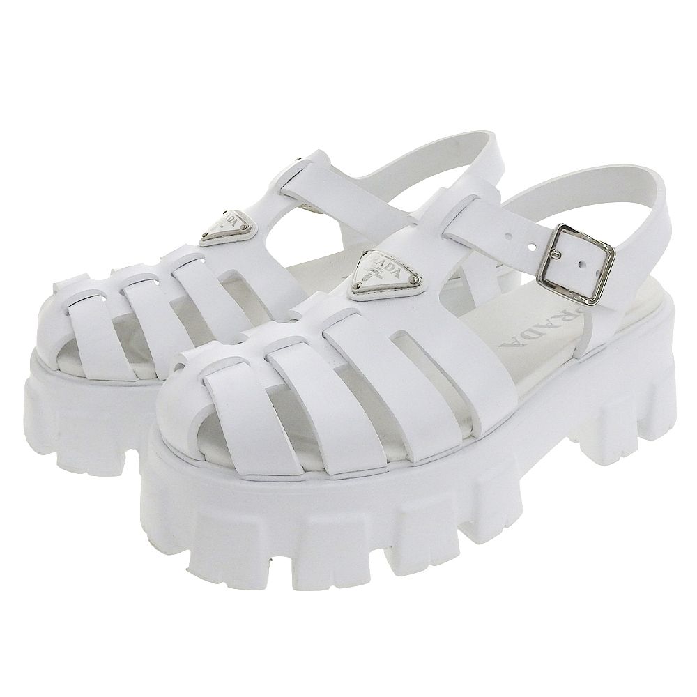 PRADA ホワイト モノリス　ラバーサンダル　厚底 PRADA プラダ 美品 モノリス ラバーサンダル シューズ レディース 白