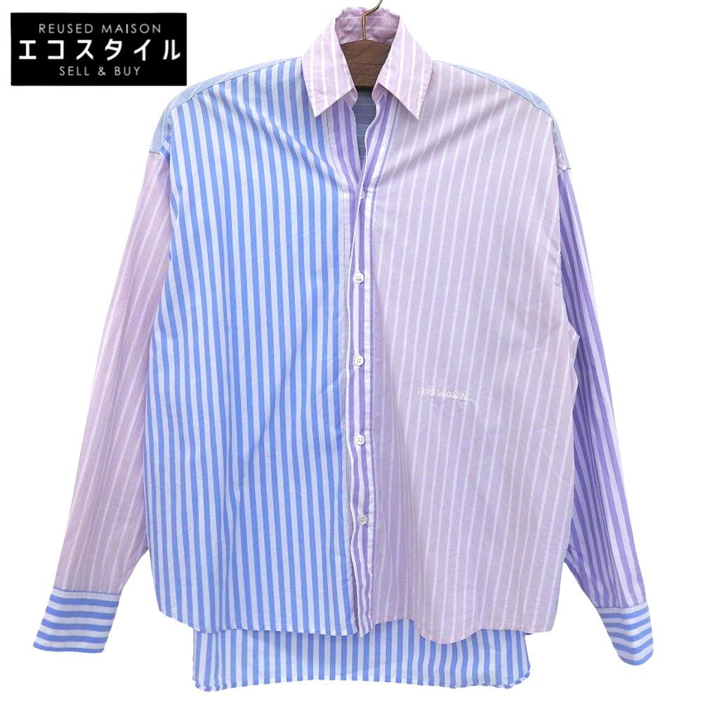 THIRD MAGAZINE サードマガジン ストライプ ワンポイントロゴ オーバー シャツ トップス レディース マルチ 9 A0833FB 9