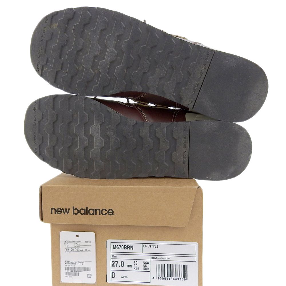 安全な NEW BALANCE ニューバランス Made in UK オールレザー ローカット スニーカー シューズ メンズ ブラウン 27cm M670BRN 9D US