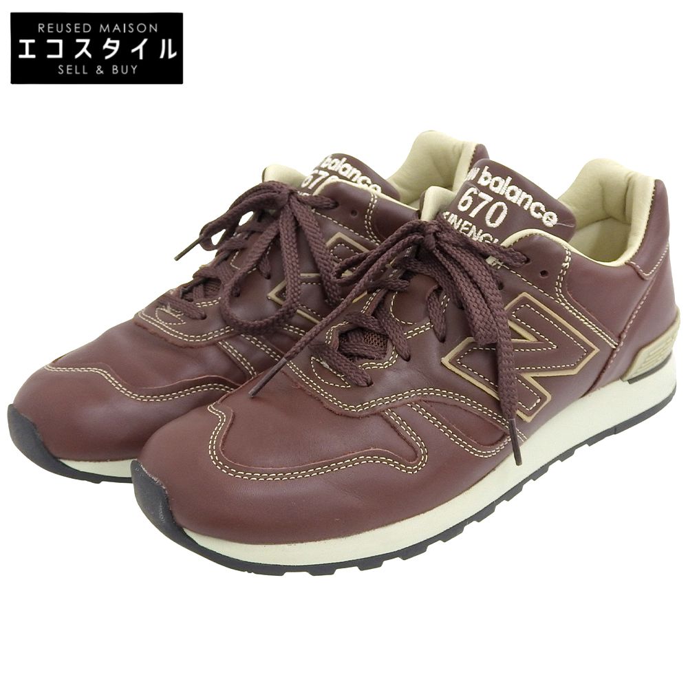NEW BALANCE ニューバランス Made in UK オールレザー ローカット スニーカー シューズ メンズ ブラウン 27cm M670BRN 9D US