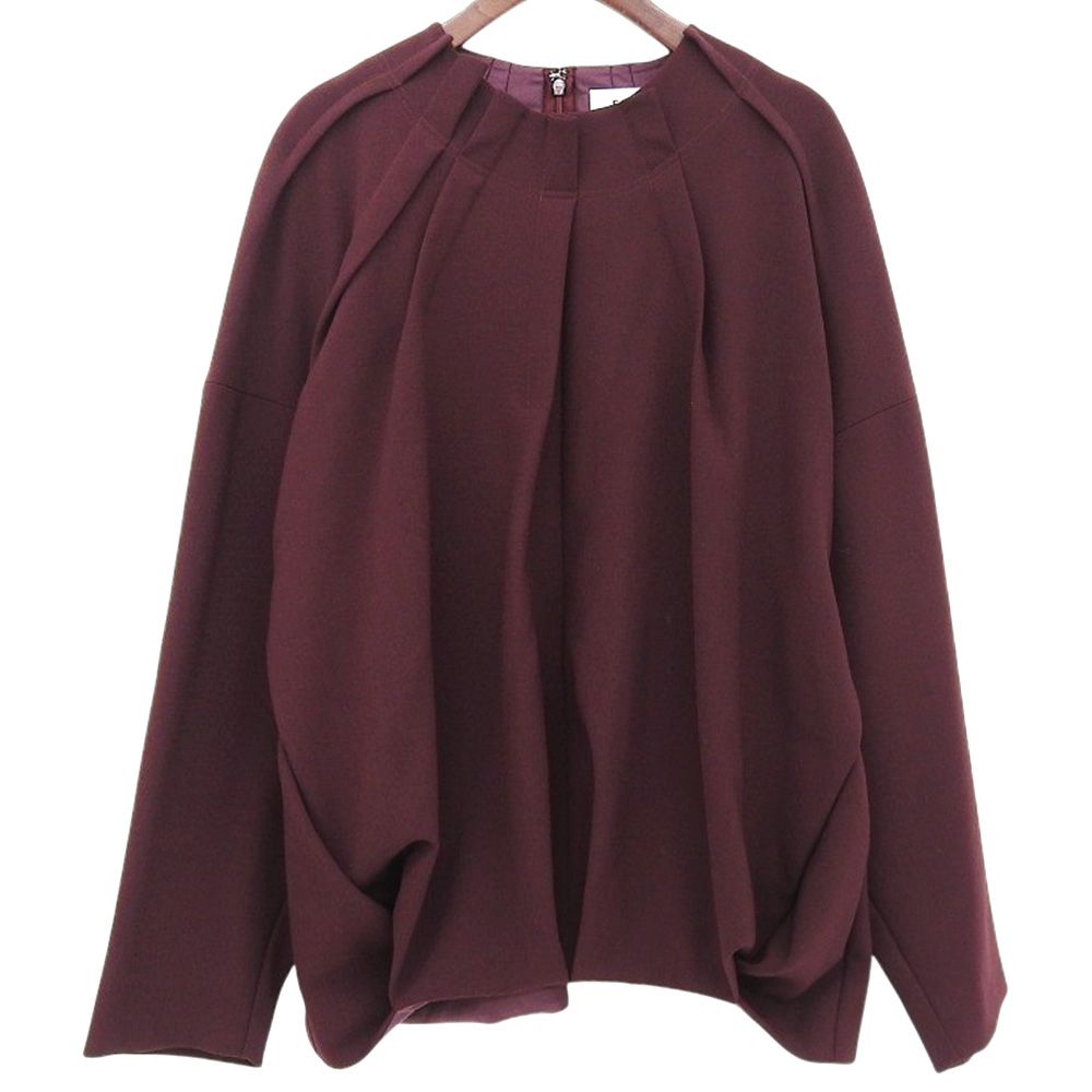 ENFOLD エンフォルド TUCK-NECK PULLOVER レーヨン混 トップス レディース ボルドー 38 300HA230-0021 24AW 38