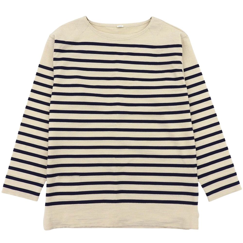 45R フォーティファイブ アール 生成りベース USモーニットソーの908バスクTシャツ トップス ベージュ×ネイビー 3 50980173 3