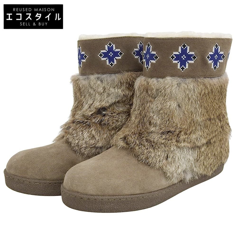 Tory Burch トリーバーチ ラビットファー ムートンブーツ シューズ メンズ ブラウン 10