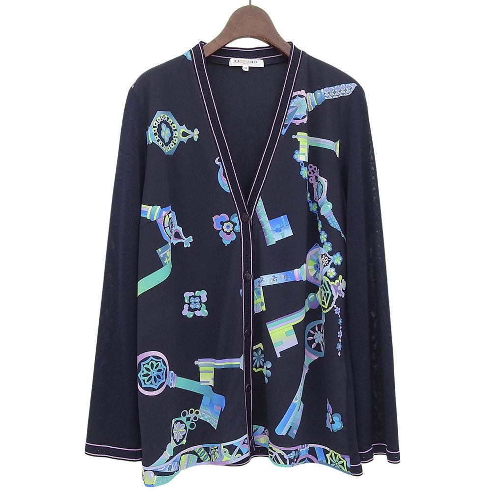 マルチ プリント カーディガン レディース ネイビー 42 42