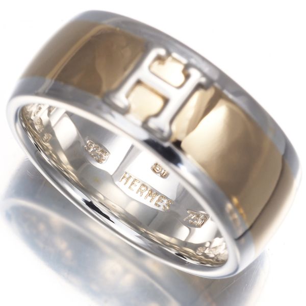 エルメス リング Hロゴ コンビカラー 51号 K18YG/シルバー 925 #180605