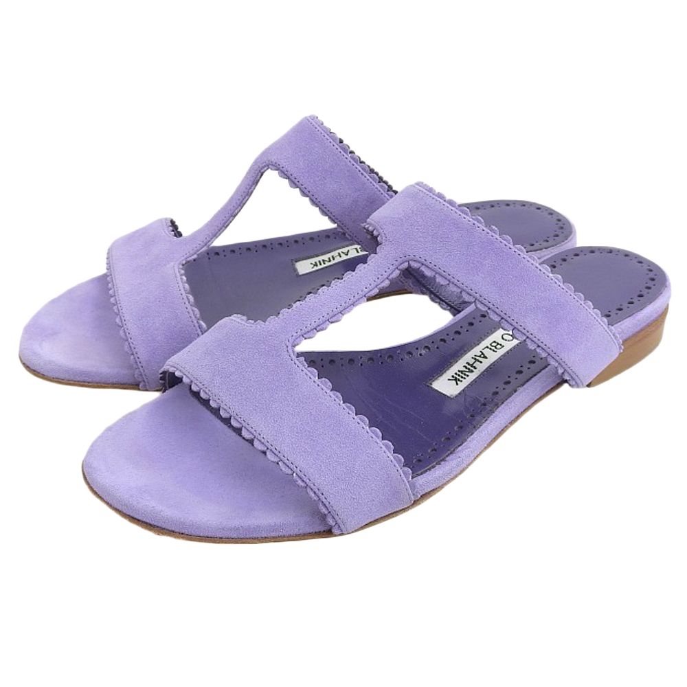 MANOLO BLAHNIK マノロブラニク ARTAS スエード フラット サンダル シューズ レディース ライトパープル 34 1 2