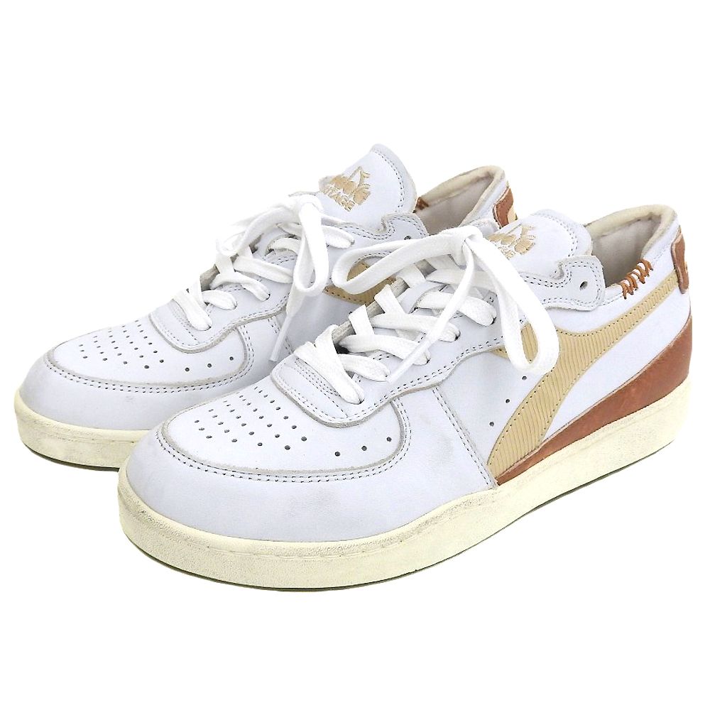 DiadoraHeritage ディアドラヘリテージ MI BASKET ROW CUT スニーカー シューズ メンズ ホワイト×ベージュ 26cm 7.5 UK