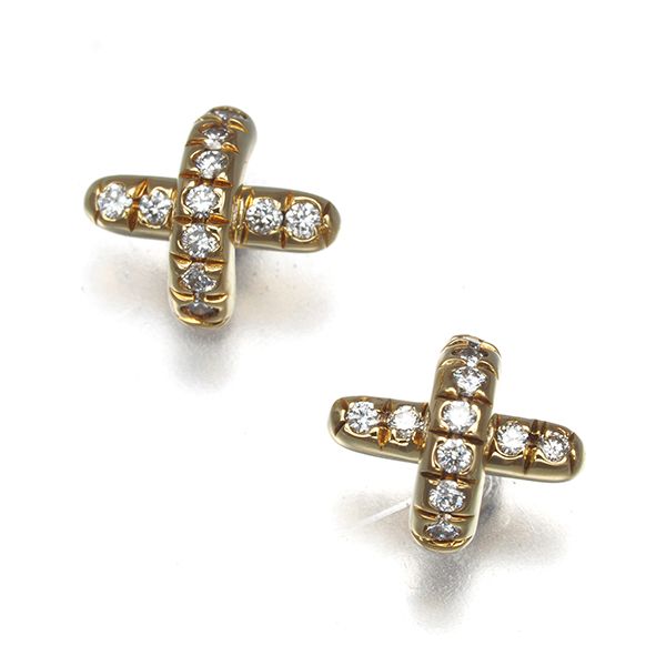 ティファニー ピアス ダイヤ ダイヤモンド クロスステッチ K 18 YG 179897